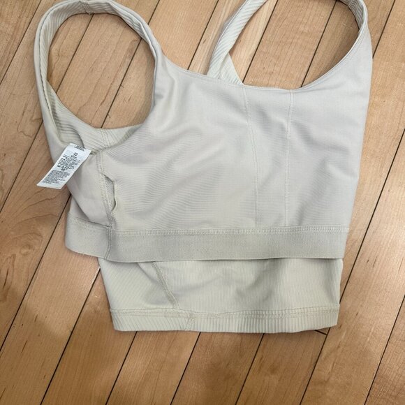 OLD NAVY ACTIVE Powersoft Sports Bra Tank Top Size XS Cream Ribbed - Picture 7 of 7